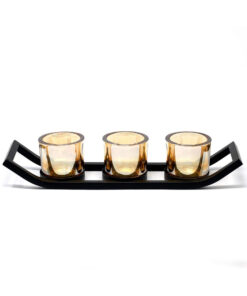 Ancient Wisdom Centerpiece Iron Candle Holder - 3 Cup Ledge