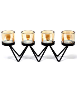 Ancient Wisdom Centerpiece Iron Candle Holder - 4 Cup Zig Zag