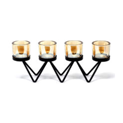 Ancient Wisdom Centerpiece Iron Candle Holder - 4 Cup Zig Zag