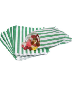 Candy Stripe  Green & White Paper Bags 5x7 Inch (Pack of 50)