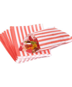 Candy Stripe PaperRed & White  Bags 5x7 Inch (Pack of 50)