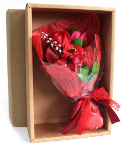 Boxed Soap Flower Bouquet - Red
