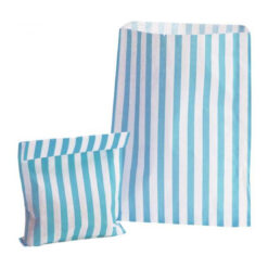Candy Stripe Aqua Blue & White Paper Bags 5x7 Inch (Pack of 50)