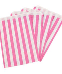 Candy Stripe Pink & White Paper Bags 5x7 Inch (Pack of 50)