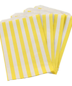 Candy Stripe Yellow & White Paper Bags 7x9 Inch (Pack of 50)